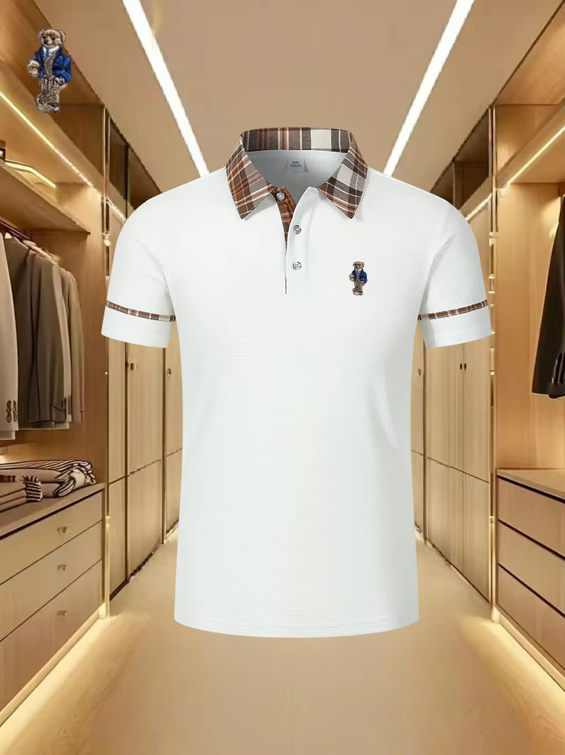 Polo haut de gamme pour homme à manches courtes, broderie d'ours raffinée, nouvelle collection été, 