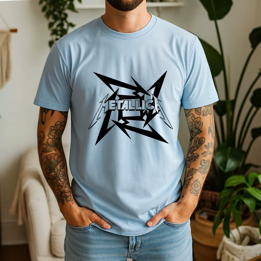 T-shirt Metallica 100% coton, style rock punk heavy metal, coupe ample, respirant, manches courtes
