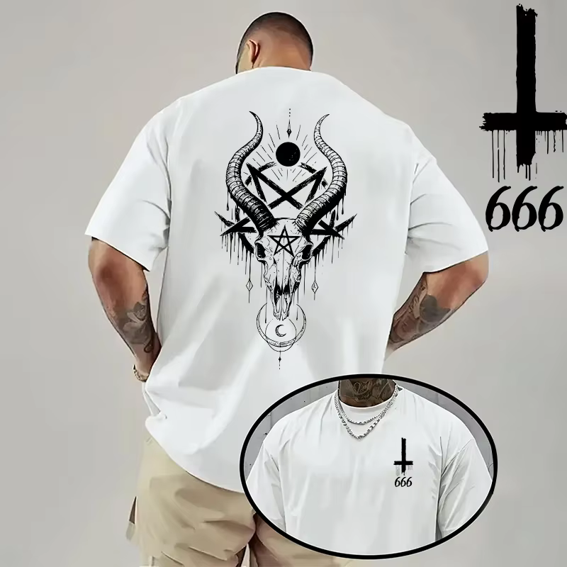 T-shirt gothique surdimensionné pour hommes, Streetwear à la mode, motif croix inversée 666, décontr