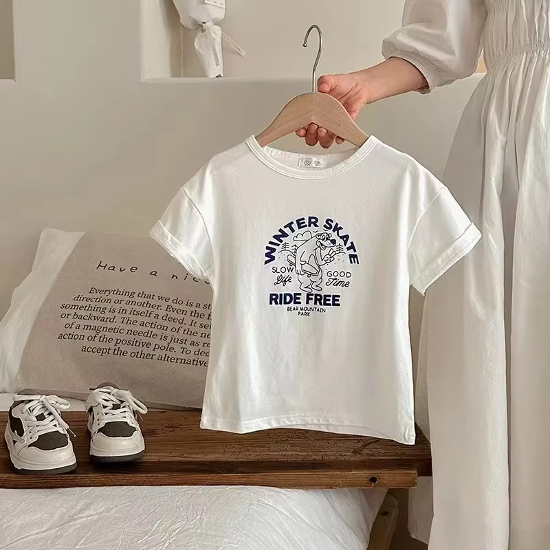 INS – t-shirt à manches courtes pour bébés garçons, vêtements en coton pour enfants, imprimé de dess