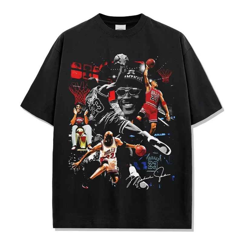 T-shirt graphique Michael Jordan Championship Legacy, col rond surdimensionné, évacuation de l'humid