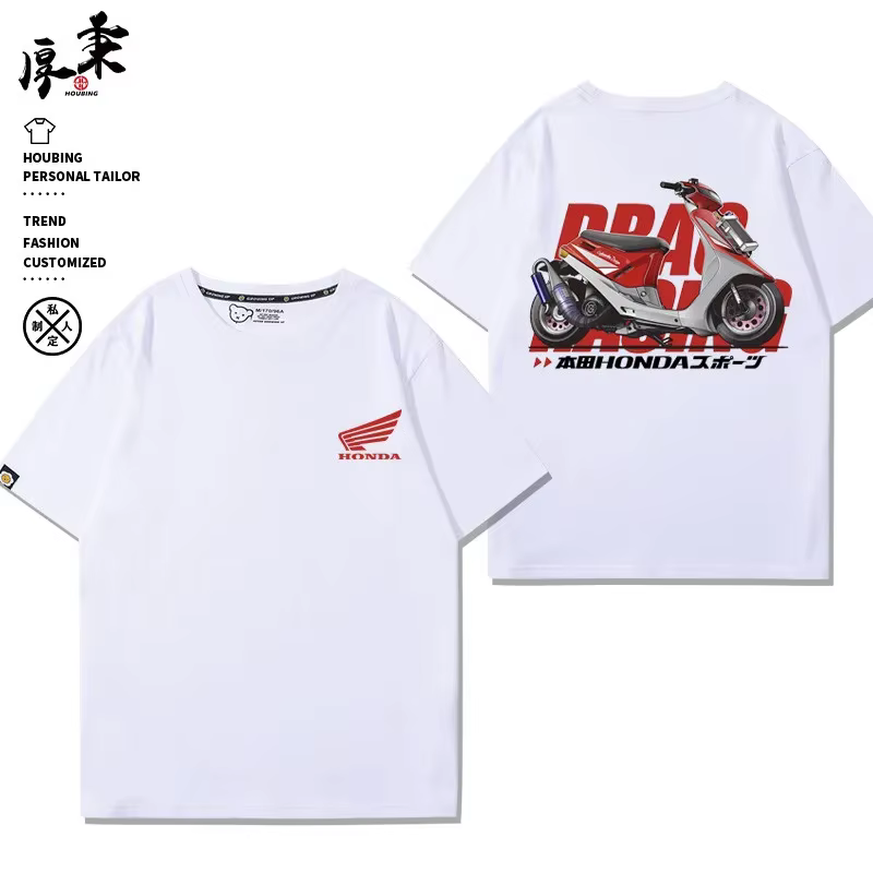 T-shirt moto Honda pour homme, motif scooter racing, 100% coton, streetwear décontracté