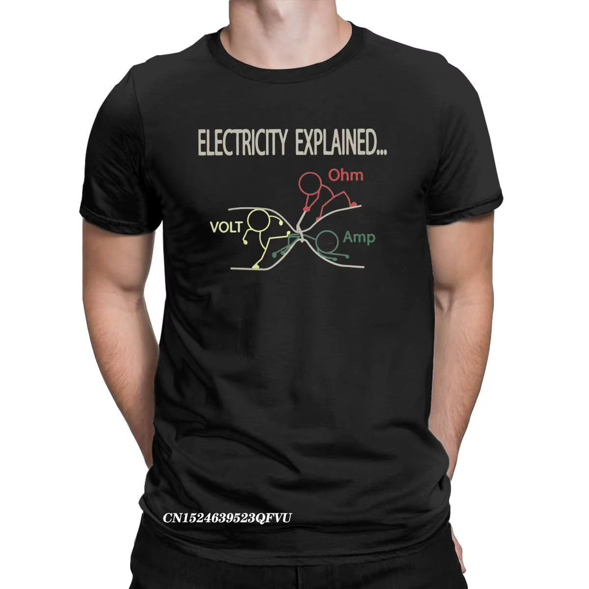 T-Shirts en coton pour hommes, humoristique, électricité expliquée, électricien Ohm Amp Volt, vintag