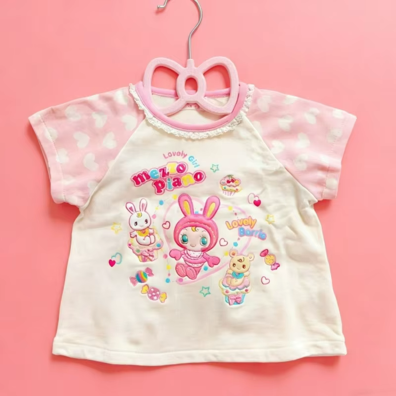 T-shirt ample et décontracté pour femmes, imprimé lapin de dessin animé Kawaii, couleur contrastée, 