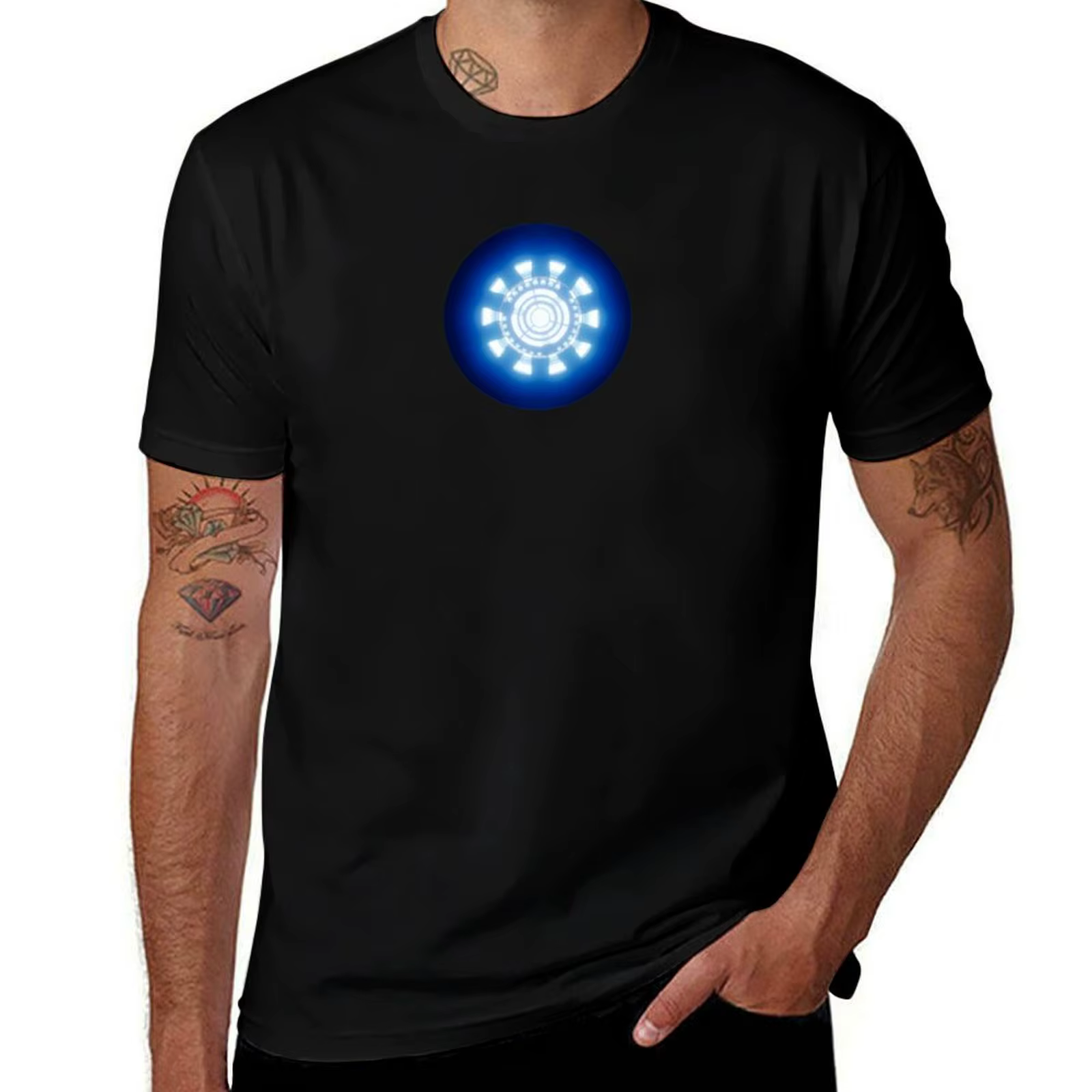 T-Shirt arc reactor pour homme, 100% coton, t-shirt d'été, t-shirt anime