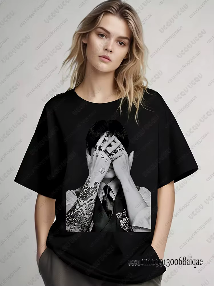 T-shirts imprimés Polera Manga Corta du célèbre chanteur K-pop pour femmes, T-shirts du concert de t