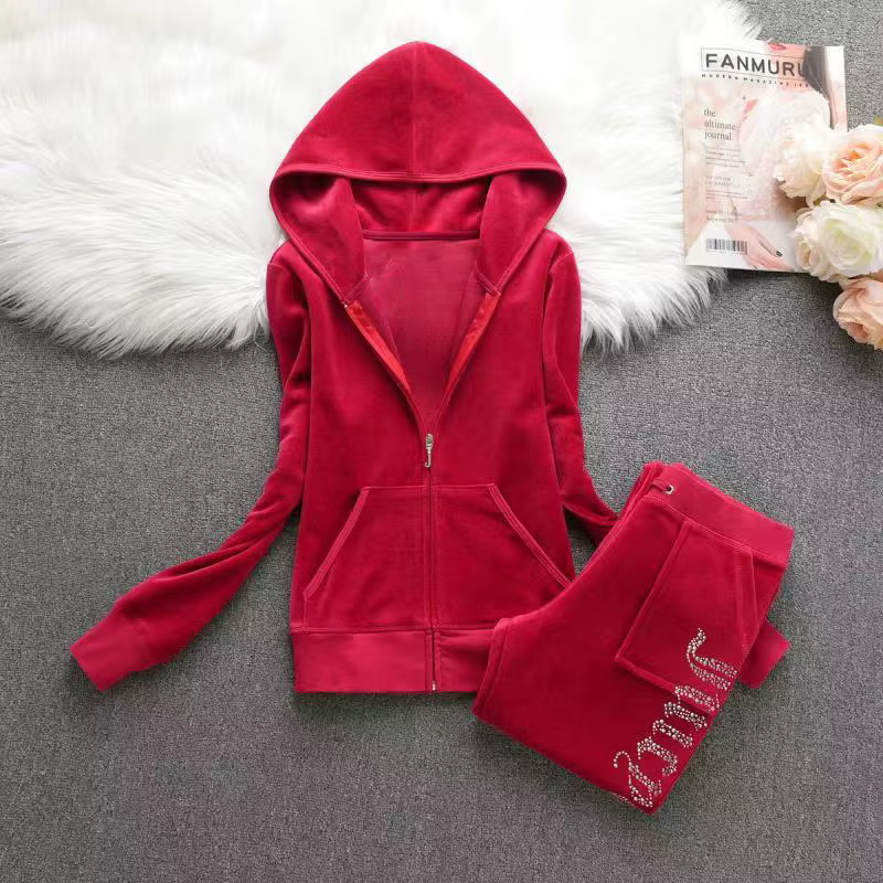 Ensemble de survêtement en velours uni pour femmes, automne-hiver 2025, sweat-shirt et pantalon pour