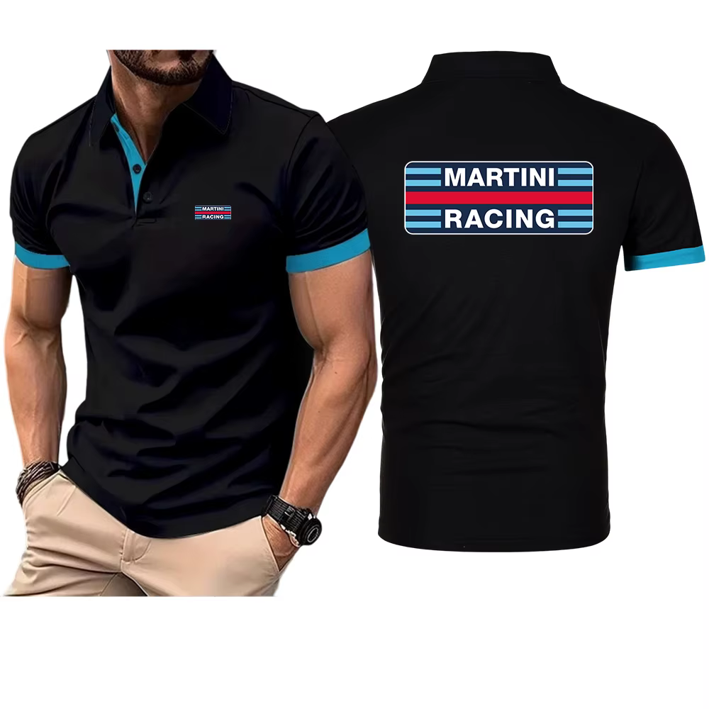 Chemise polo pour homme en coton, nouvelle collection 2026, imprimé Martini Racing, décontractée, co