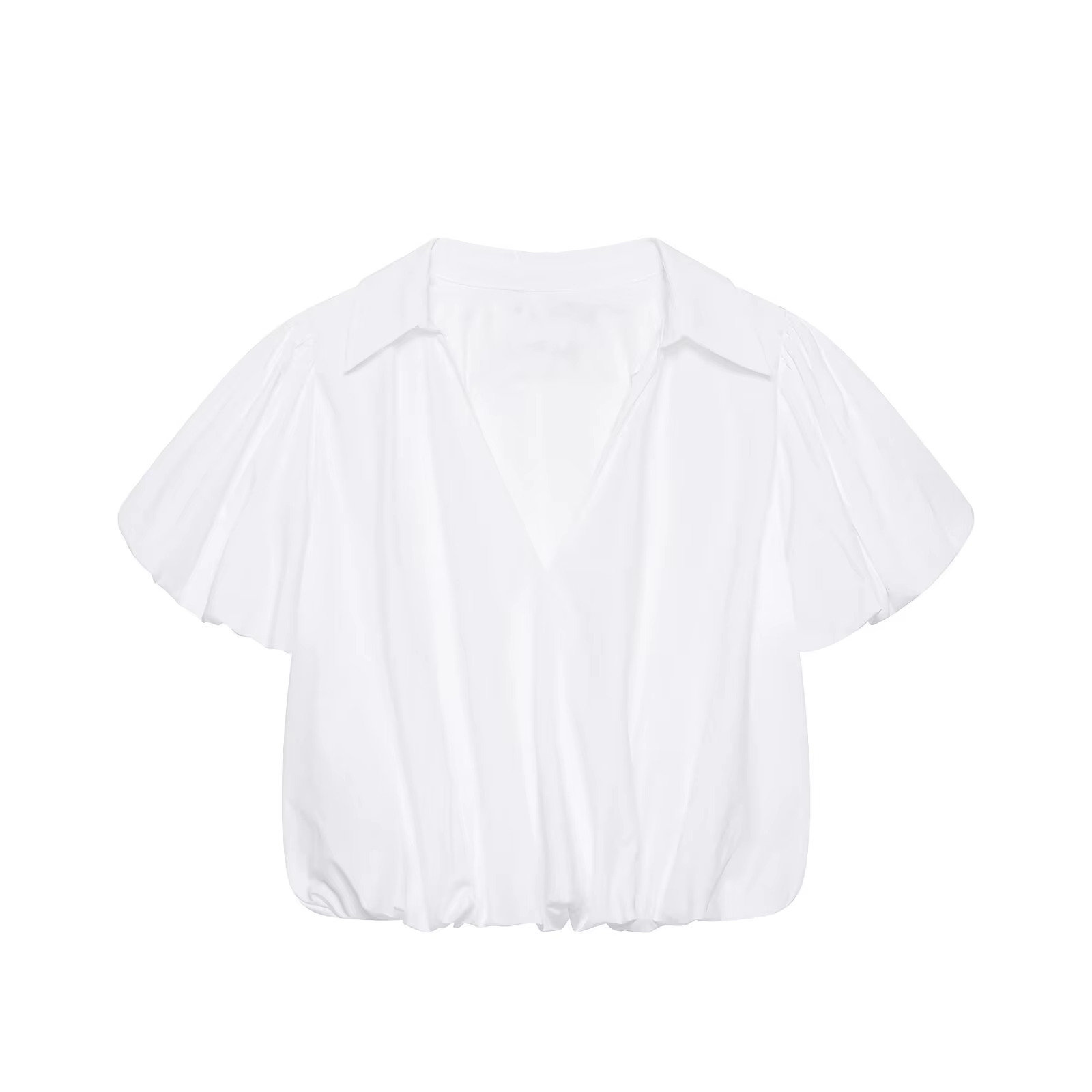 Chemisier ballon pour femme Nouvelle collection Printemps-Été 2026 – Blouse simple à col en V et man