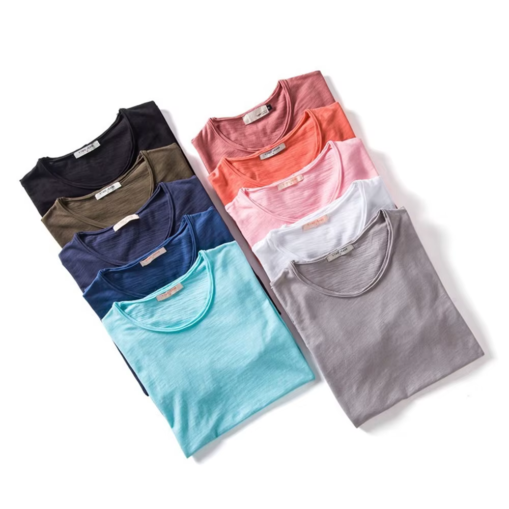 100% coton hommes T-shirt décontracté doux Fitness été mince T-shirts hommes vêtements de maison col