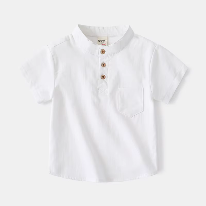 Chemises à manches courtes pour enfants de 2 à 7 ans, chemise à col en v pour garçons, Style coréen,