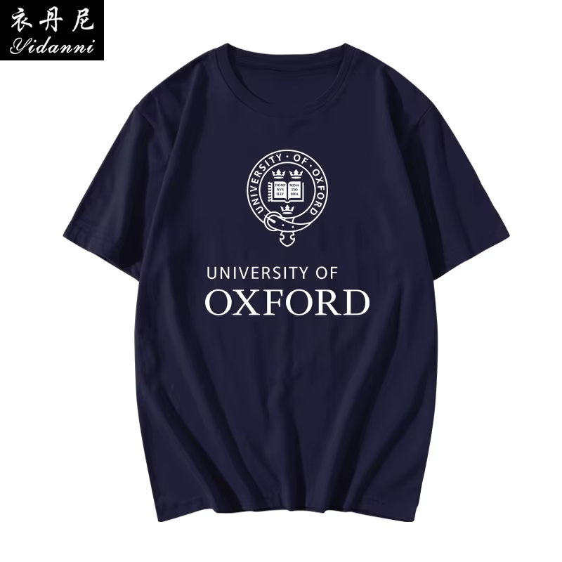 T-shirt imprimé uniforme scolaire britannique de l'Université d'Oxford, haut d'été unisexe à manches