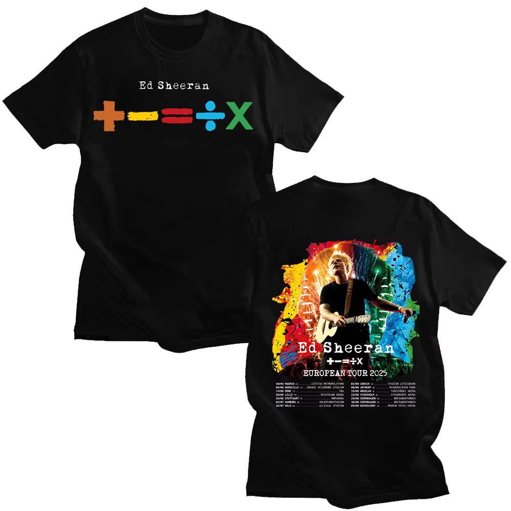 Ed Sheeran Tour européen 2025 T-shirts hommes et femmes vêtements en coton col rond manches courtes
