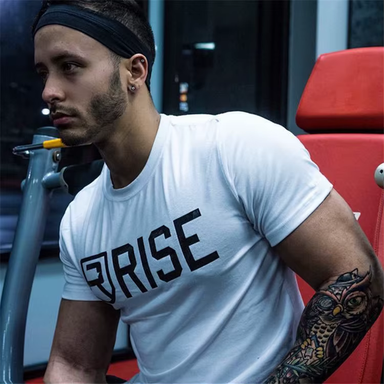 Hommes t-shirt chemises à manches courtes pour hommes décontracté entraînement gymnase Fitness chemi