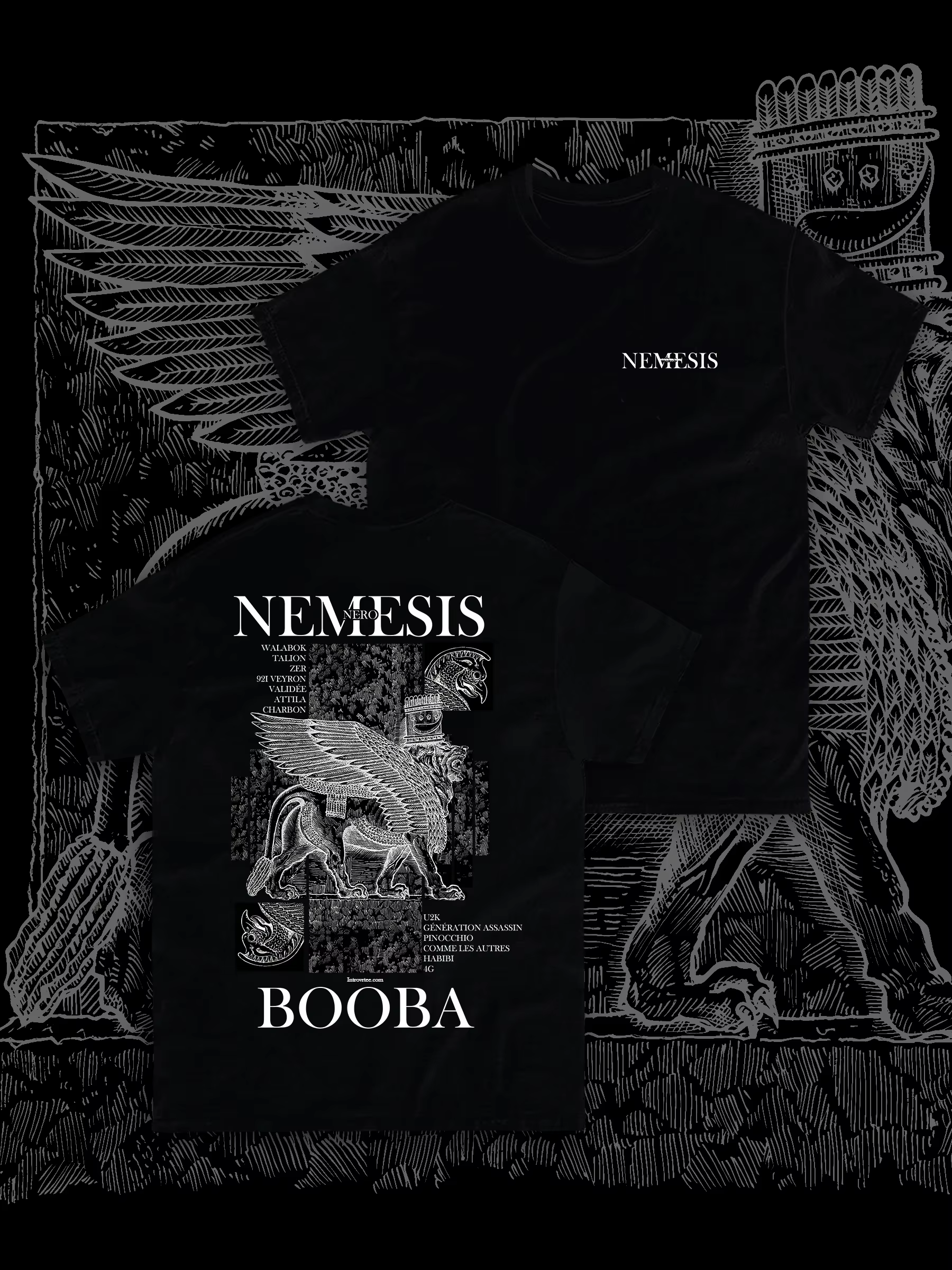 T-shirt graphique du rappeur français Booba, chanson "Nero Nemesis", pour hommes et femmes, T-shirt