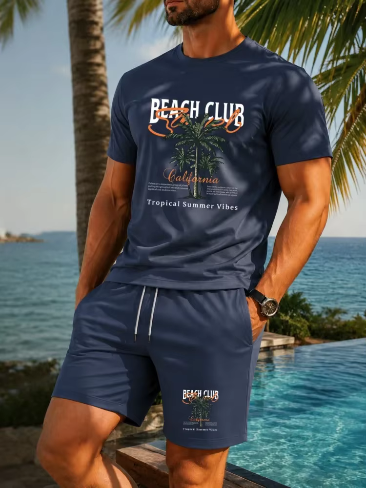 Ensemble de t-shirts pour hommes de haute qualité imprimés avec des palmiers de la Californie, le ch