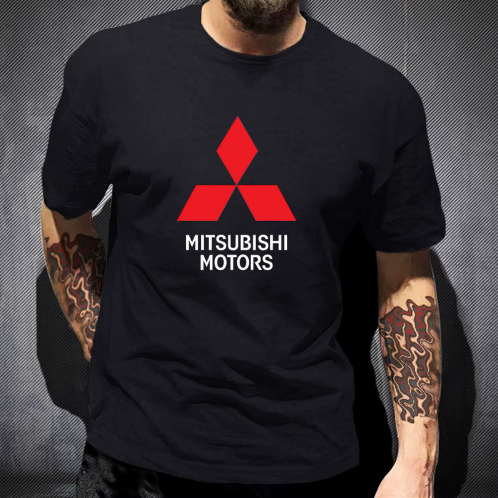 T-shirt imprimé avec le logo Mitsubishi Motors, haut tendance à manches courtes en 100% pur coton po