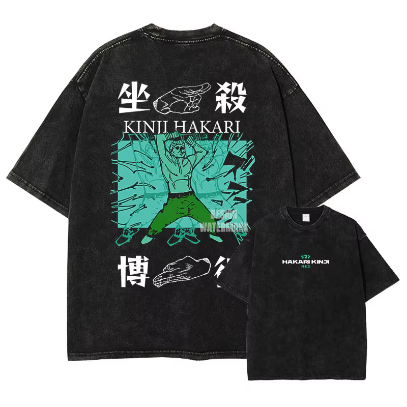 Bandai Anime j-jujutsu k-kaisen t-shirt surdimensionné Vintage lavé gojo saturo T-shirts Manga Haraj