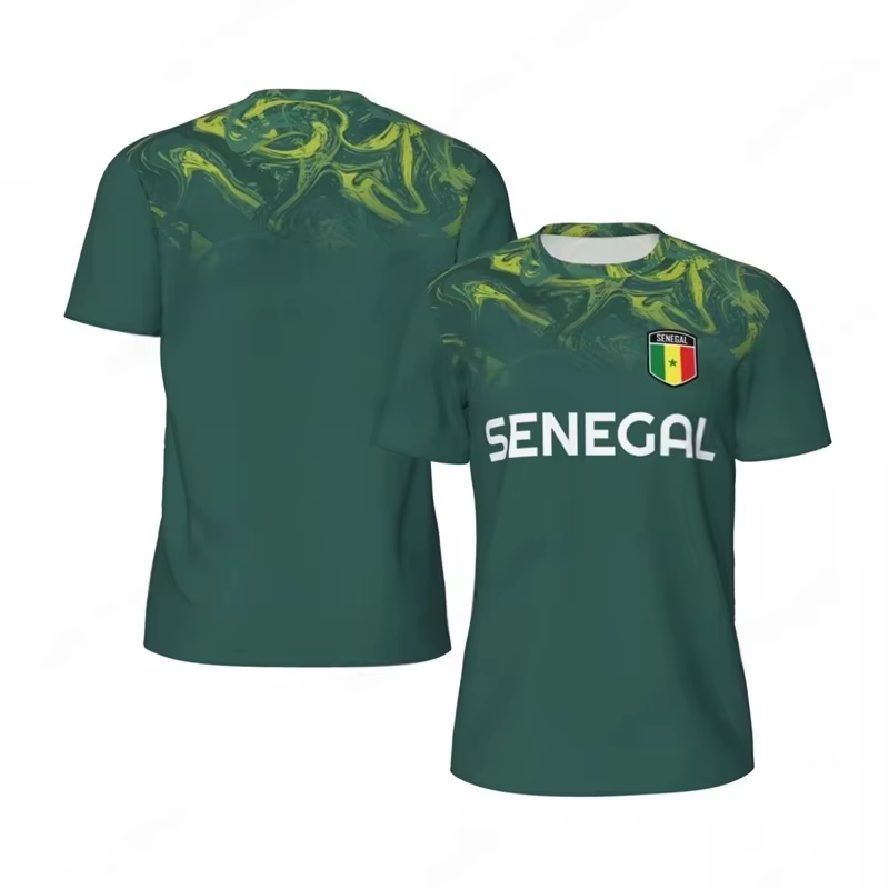 Maillot de football à manches courtes pour hommes, avec motif du drapeau du Sénégal, séchage rapide,