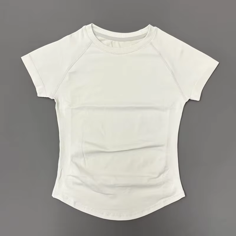 Haut de sport à manches courtes pour femme, sans couture, pour yoga, course à pied, gym, fitness, t-