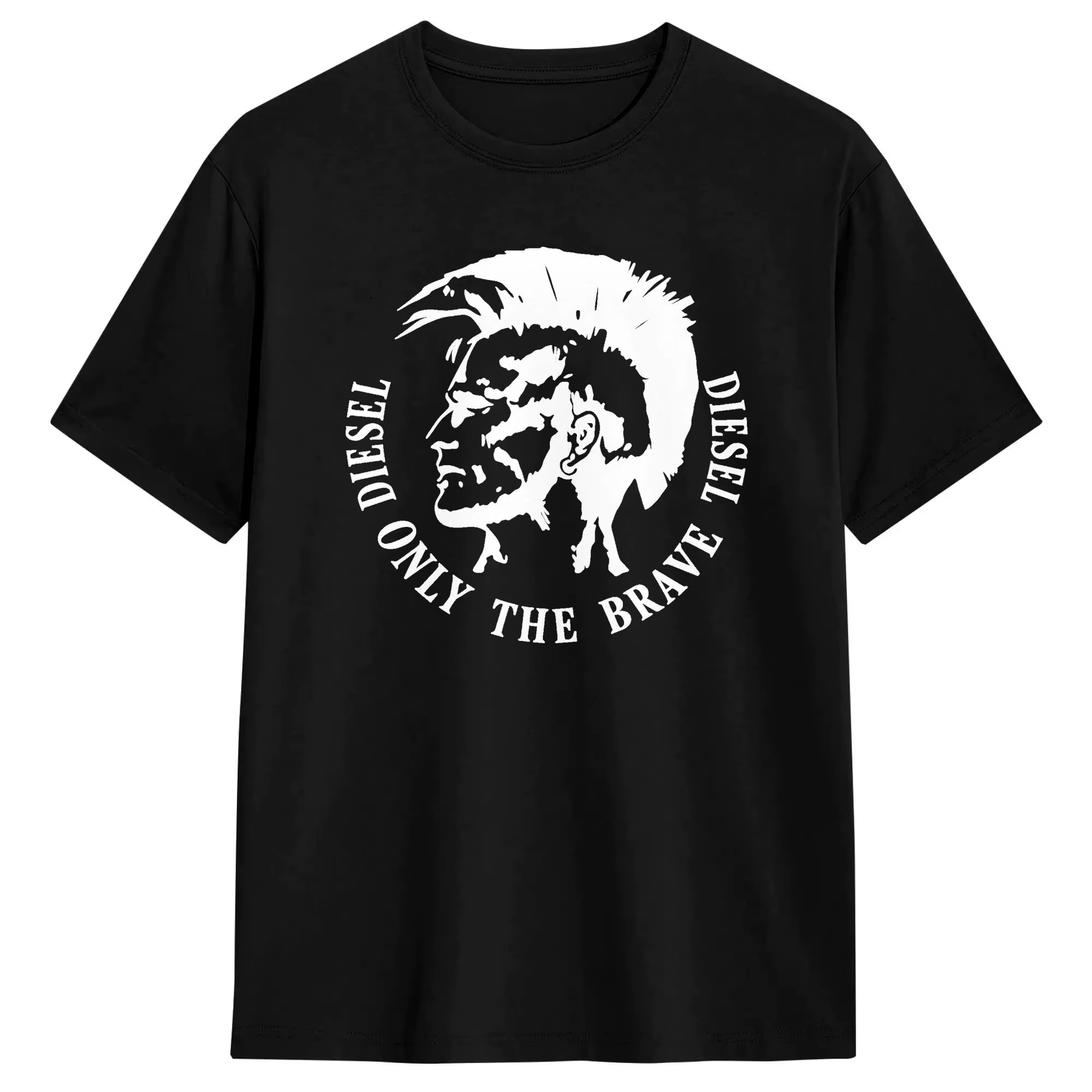 T-Shirt noir Vintage D-Diesels blanc pour hommes, col rond, en coton, à manches courtes, hauts pour