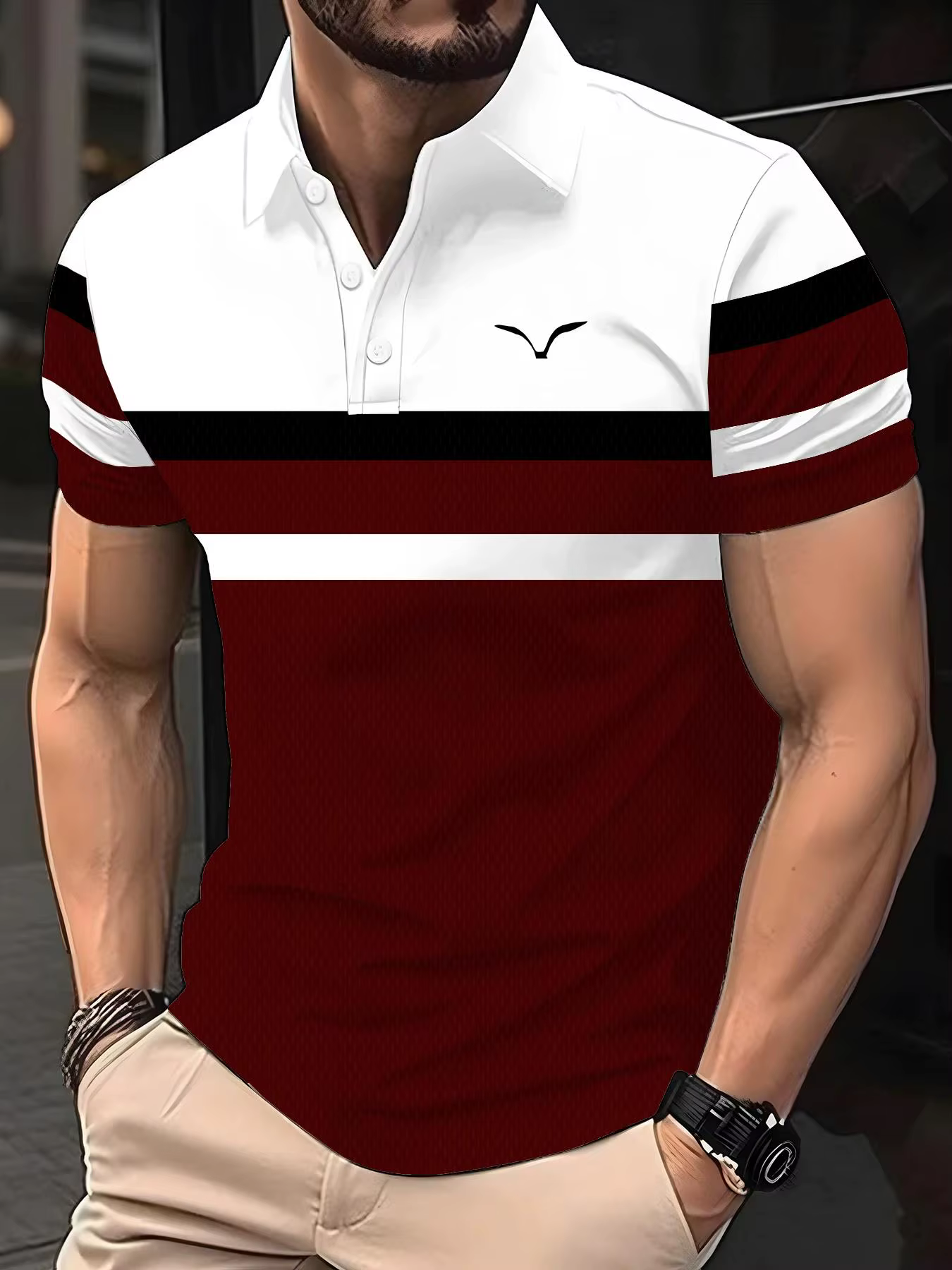 Polo sport décontracté à manches courtes pour homme, chemise polo boutonnée pour homme, polo imprimé
