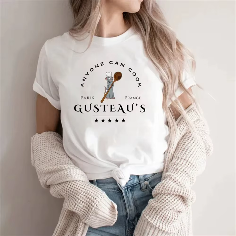 Ratatouille-T-shirt graphique pour femme, streetwear mignon, vêtements japonais, chef Remy Gusteau, 