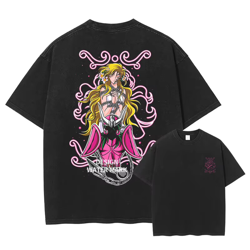 Anime Saint Seiya T-shirt zodiaque doré Shaka Saga Muu Shun Vintage lavé hauts t-shirts surdimension