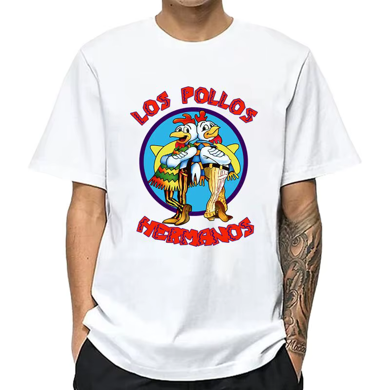 Été à manches courtes hommes de haute qualité T-shirt 100% coton Breaking Bad LOS POLLOS imprimer dé
