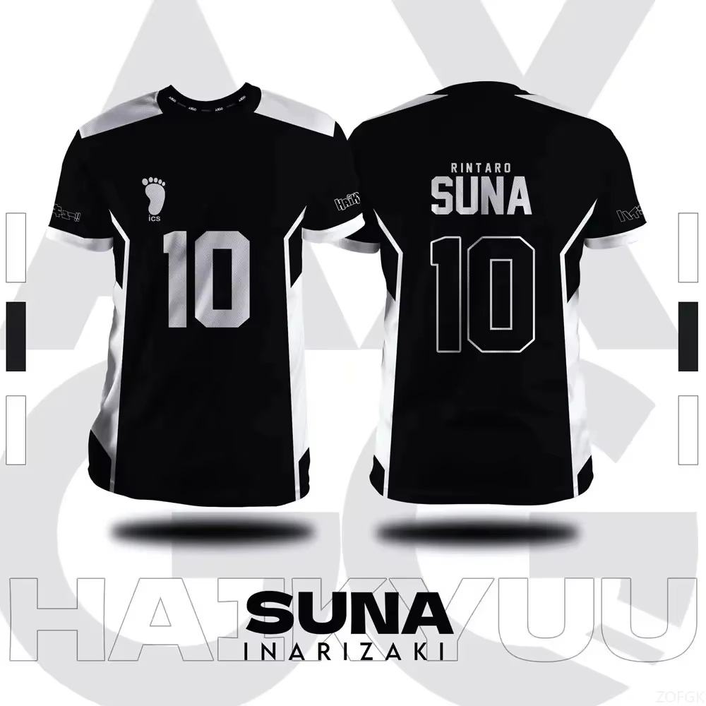 T-shirt d'été pour hommes, grande taille, imprimé en 3D, Haikyuu Inarizaki, motif de dessin animé Co