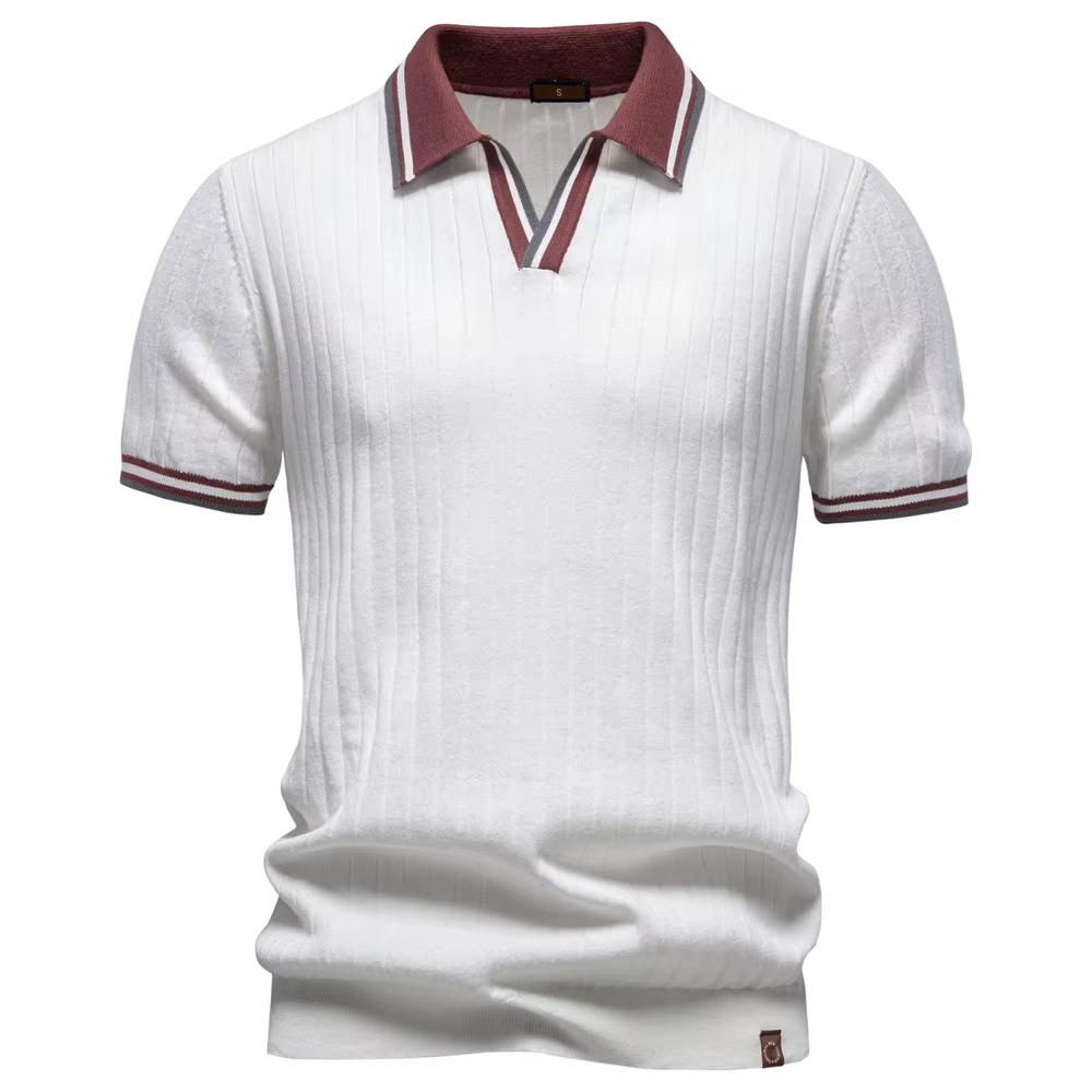 Polo pour homme AIOPESON 100% coton, doux pour la peau, couleur unie, col élégant, style décontracté