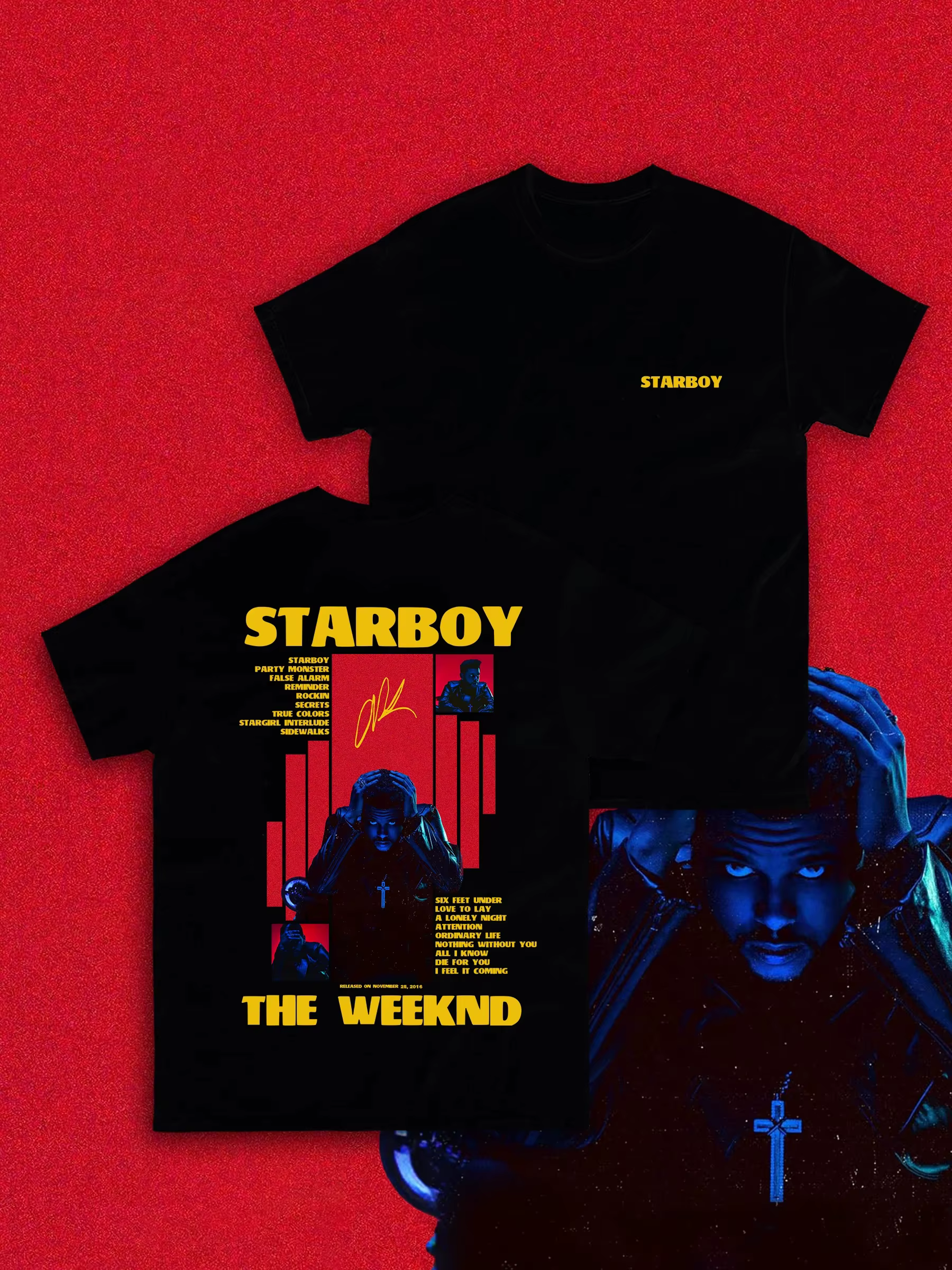 T-shirts imprimés graphiques « Starboy » de The Weeknd, mode homme femme, streetwear hip hop, t-shir
