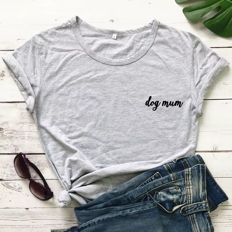 T-shirt de poche à manches courtes pour femme, chemise scopique pour maman et chien, haut mignon