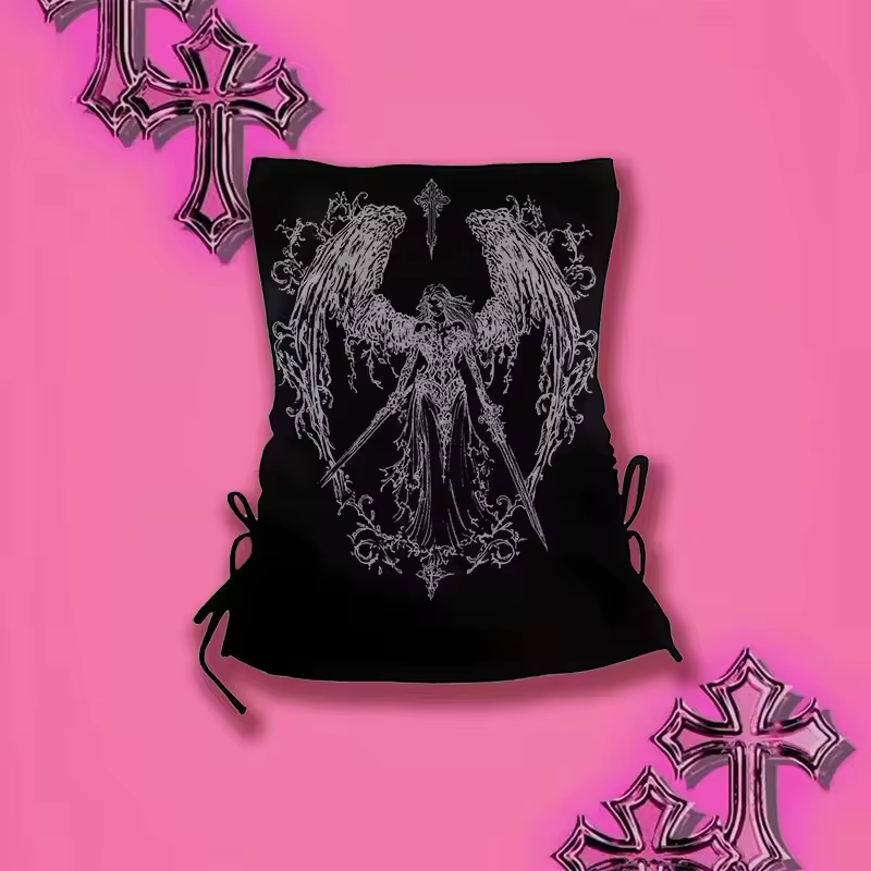 Y2k rétro bustier hauts Corset femmes Harajuku recadrée culture hauts gothique imprimé solide Camis