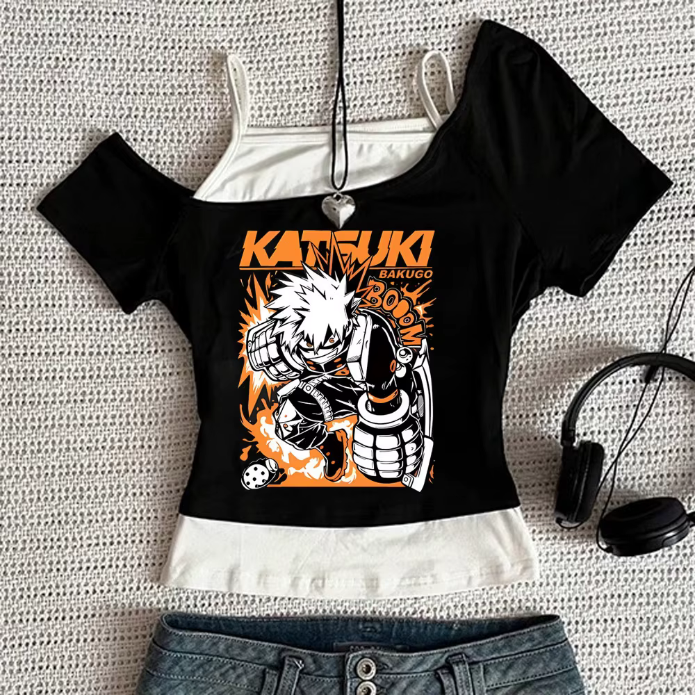 Crop top My Hero Academia pour fille, streetwear, manga, kawaii, chemise japonaise, harajuku, gyaru,