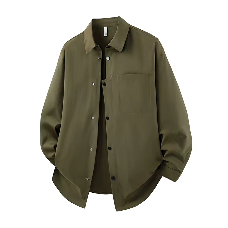 Chemise à manches longues pour homme, mode printemps-été, chemise décontractée unie, veste minimalis