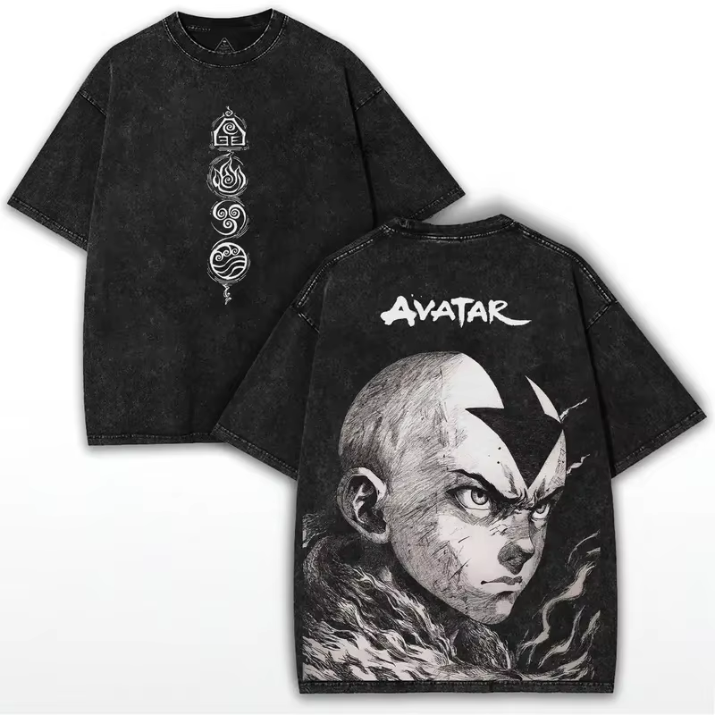 Avatar: le dernier maître de l'air Anime Aang graphique T-shirt décontracté lavé T-shirt hommes femm