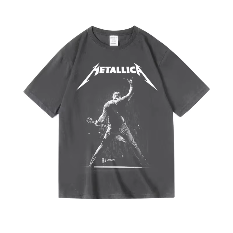 T-shirt d'été pour hommes, style rock et métal européen et américain, haut ample, t-shirt en coton s