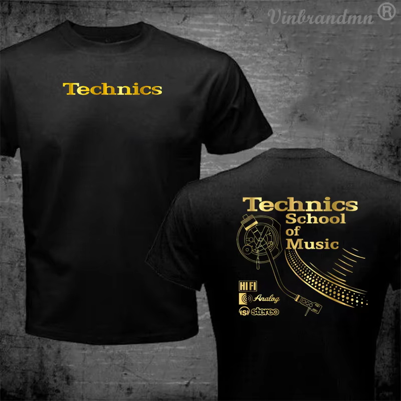 T-shirt Vintage DJ Long Play Technics School of Music pour Homme – T-shirt Rétro DJ Musical – Top Te