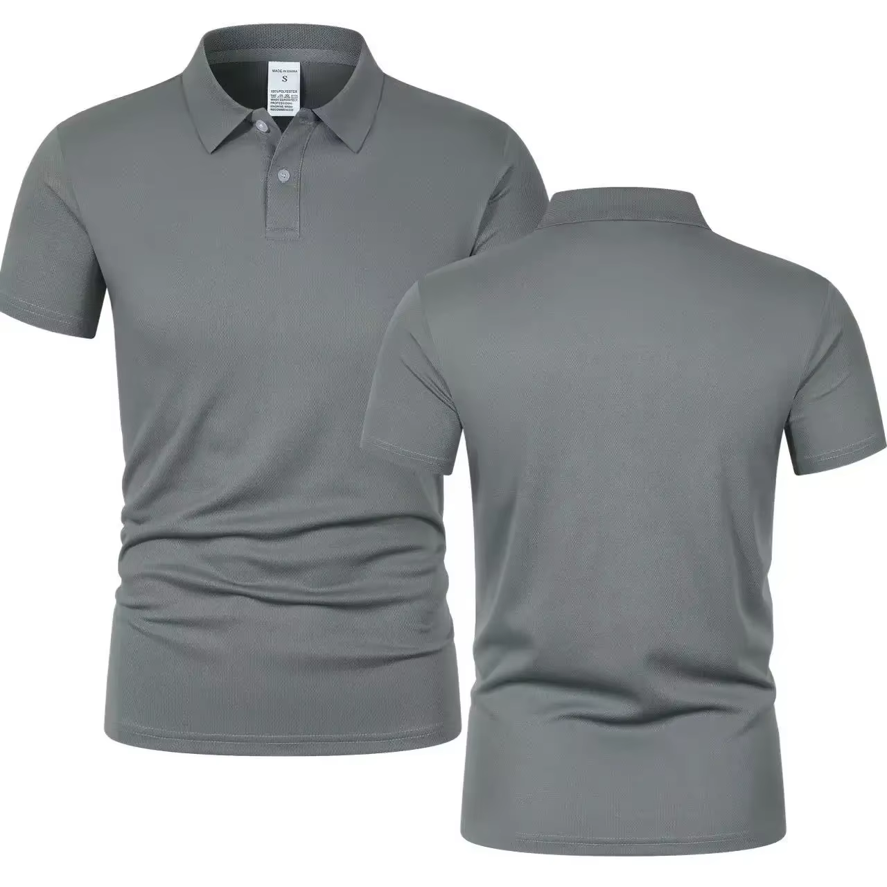 Polo homme été 2026 couleur unie à manches courtes avec col boutonné, T-shirt décontracté pour homme