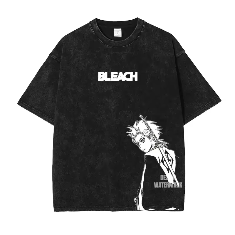 T-shirts Anime B-Bleach Vintage Lavés Kurosaki Ichigo Streetwear Manga Renji Zaraki Kenpachi Tops Te