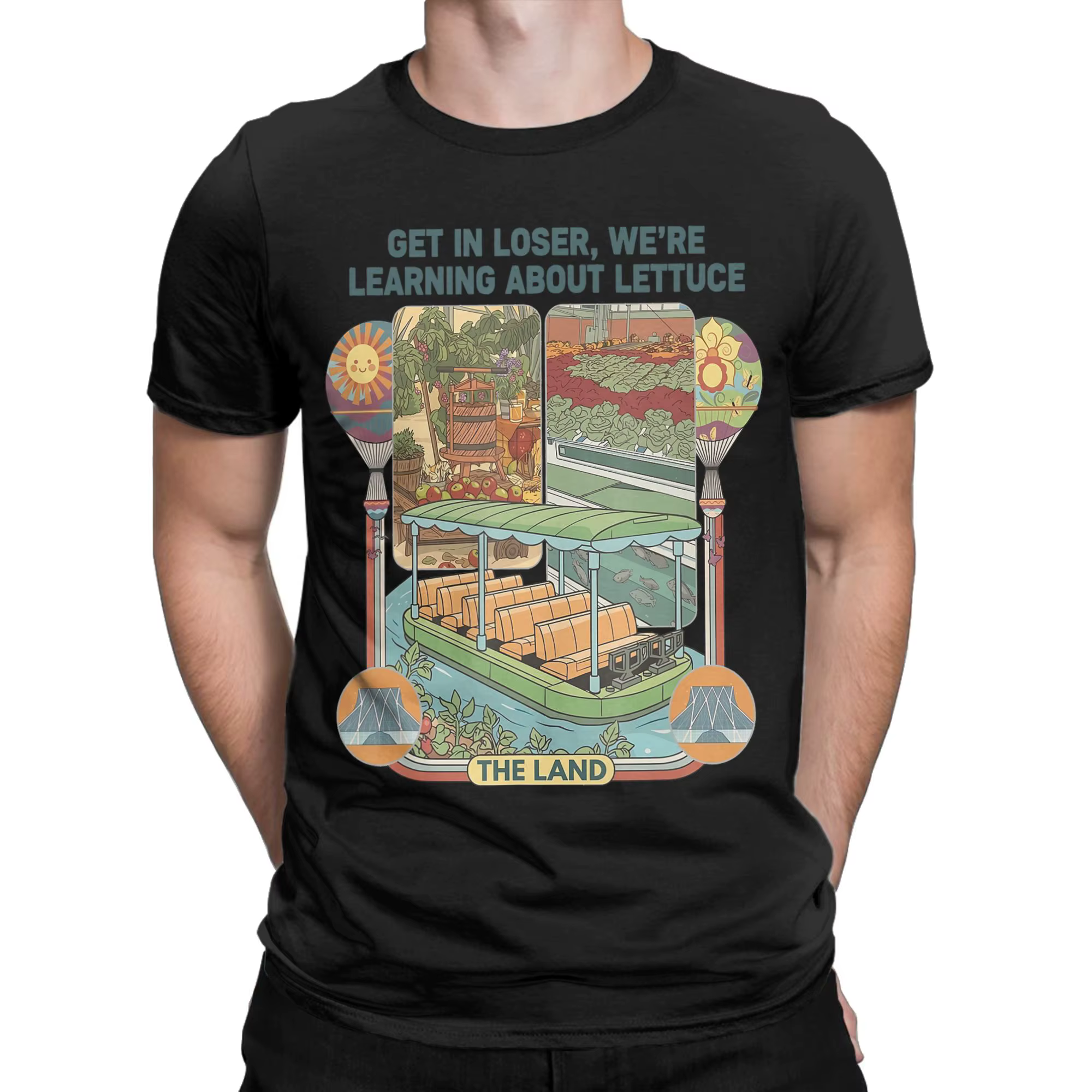 T-shirt pour hommes « Get in Loser We're Gonna Learn About Lettuce », hauts en coton, t-shirts vinta