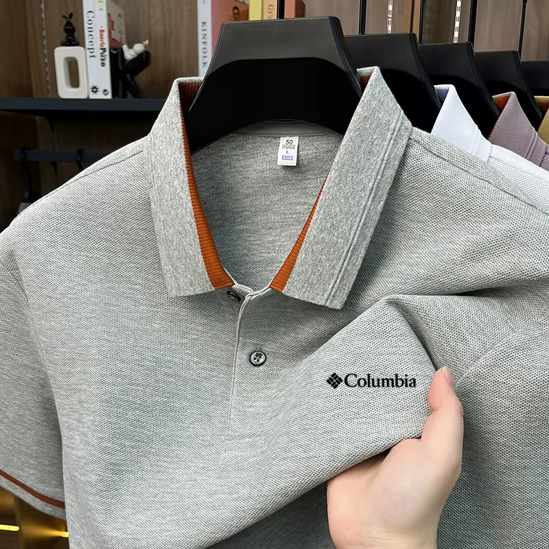 Polo Homme 100% Coton Exquis, Broderie Lettre Simple, Polyvalent, Léger et Respirant pour l'Été
