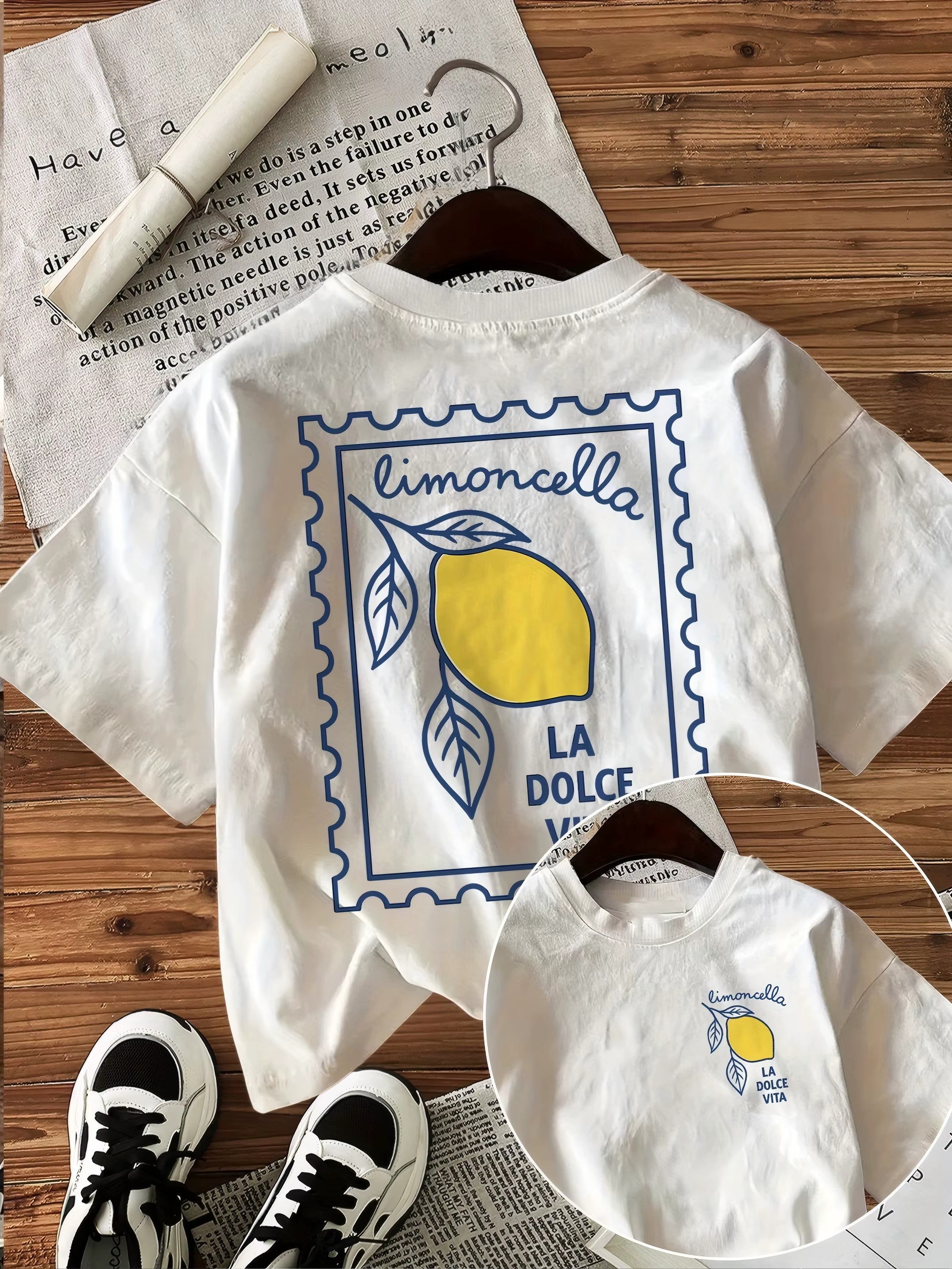 T-shirt créatif à motif citron et cello pour femme, hauts d'été confortables, t-shirts doux en coton
