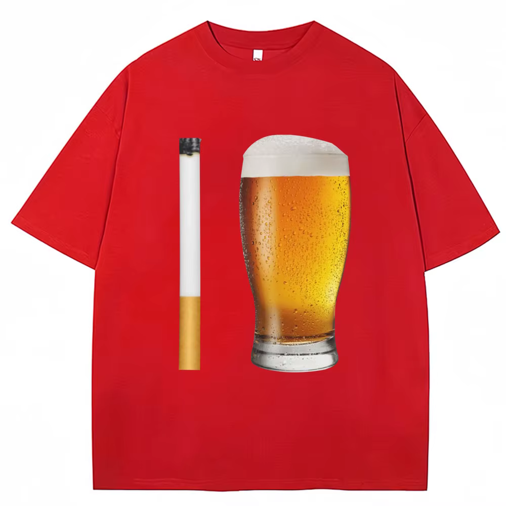 T-shirt manches courtes homme et femme, streetwear décontracté, humour, blague, Laguna ette et bière