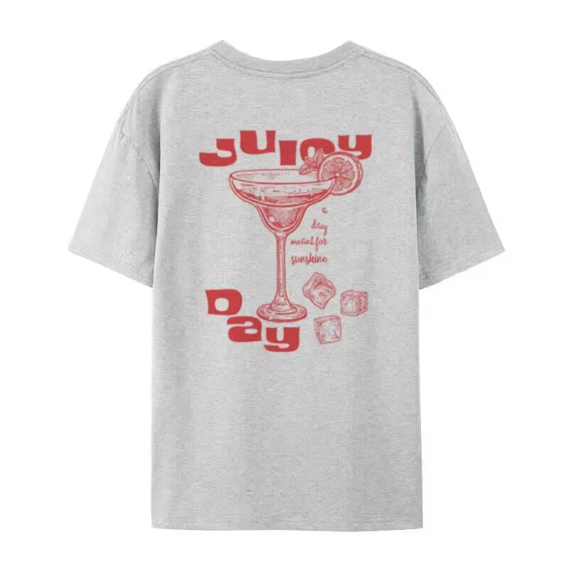 T-Shirt de Cocktail Imprimé au Dos pour Femme, Vêtement Unisexe, Rétro, Esthétique, Graphique, Vinta