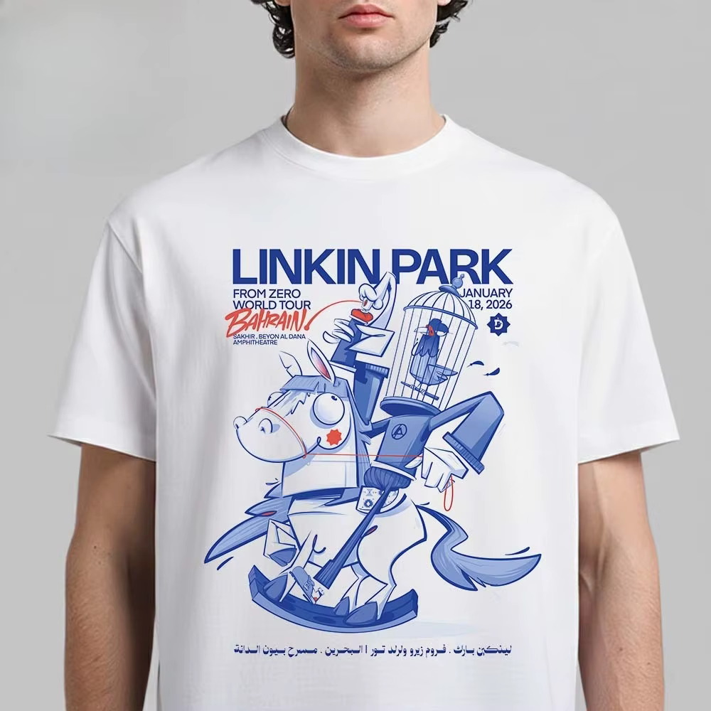 T-shirt unisexe en coton 100% avec motif de l'album Linkin Park 2026, style Y2k Hip hop, été, décont