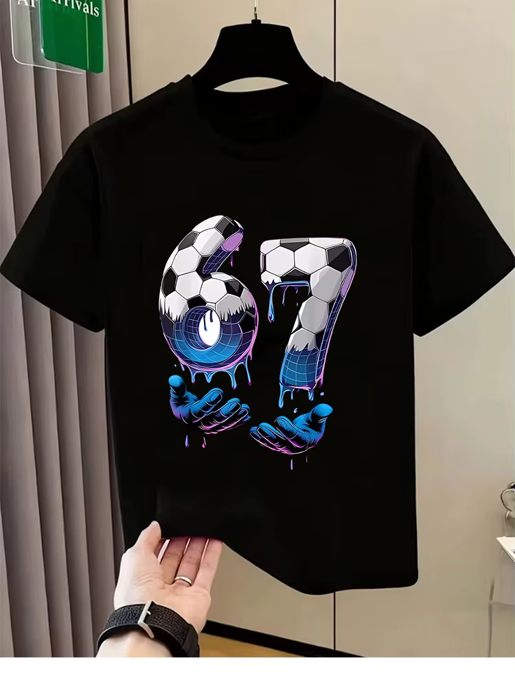 T-shirt pour enfants noir à thème sportif, coton doux, usage quotidien pour garçons et filles df0193