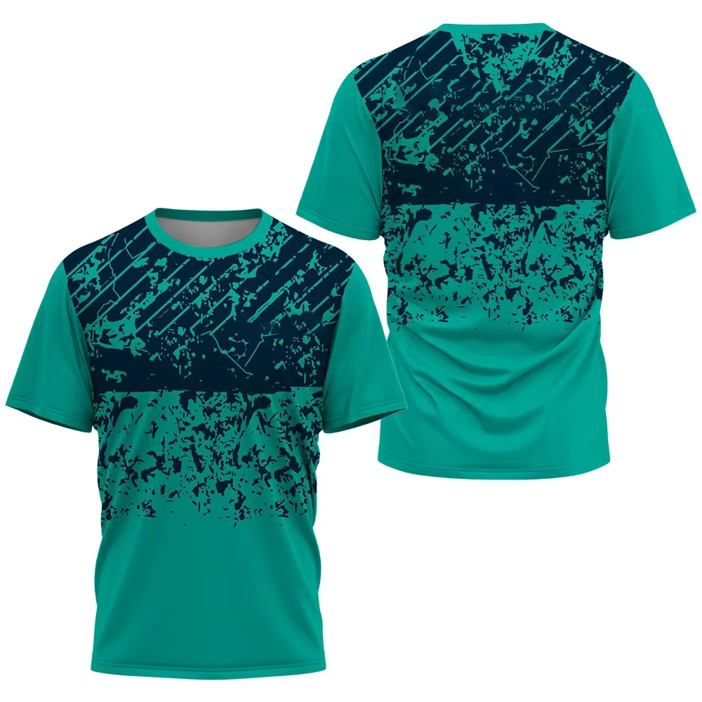 T-shirt de sport pour homme – Gym, badminton, tennis – Vêtement de sport imprimé tendance pour homme