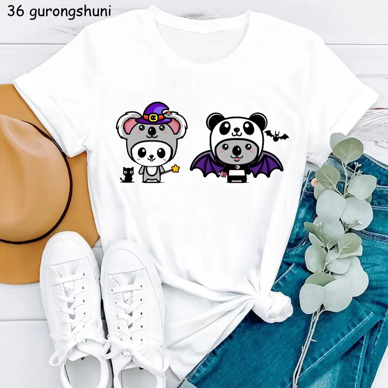 T-shirt femme blanc, humoristique et estival, Just A Girl Who Love Koala, Harajuku, Kawaii